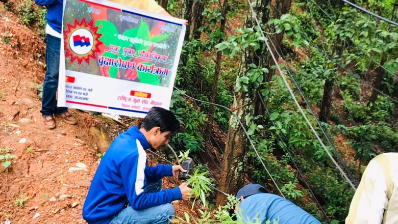 युवा संघ नेपाल जाजरकोटद्वारा वृक्षारोपण कार्यक्रम