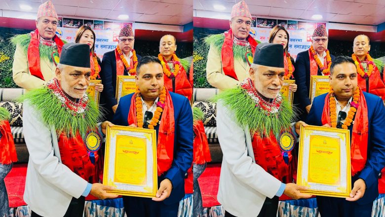 युवा व्यवसायी तिवारी कृषि तथा पशुपन्छी विकास मन्त्री बाट सम्मानित