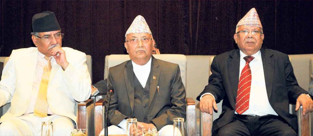 ओली,प्रचण्ड र माधव आज एउटै मञ्चमा देखिने
